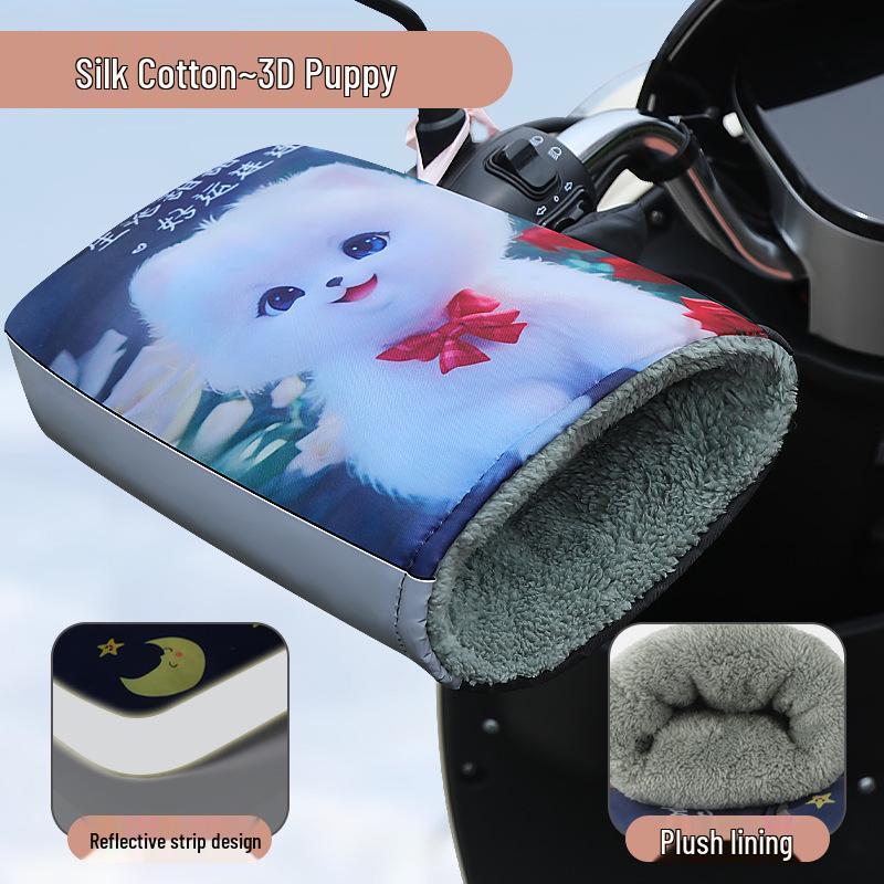 Warm Waterproof Winter Motorcycle Handlebar Covers with Fleece-Lined Riding Gloves One Size