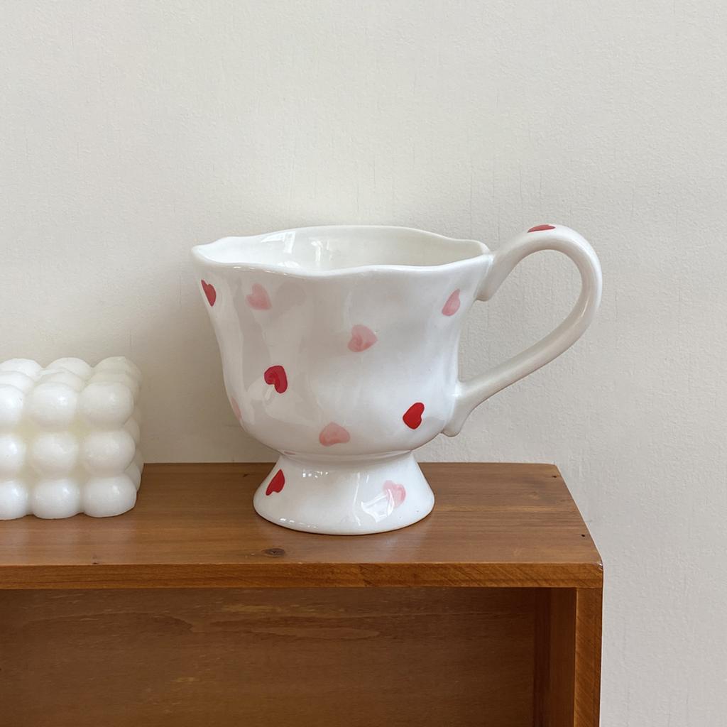 1 szt. 350 ml Oryginalny Design Małe Serce Ręcznie Lepiony Ceramiczny Kubek, Kreatywny i Wykwintny Kubek do Kawy, Ładny, Odpowiedni na Prezent Walentynkowy