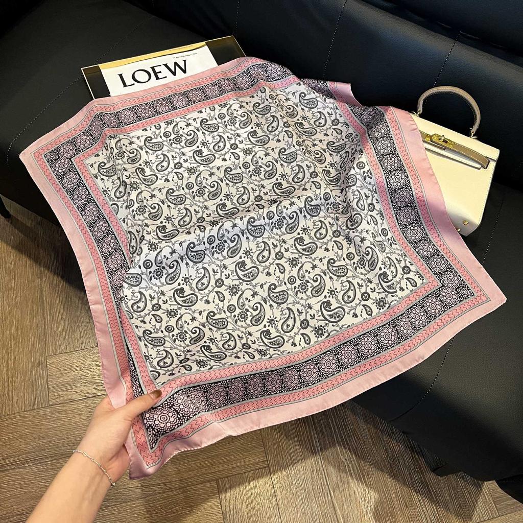 Luxury Paisley Square Scarf Women Print Satin Neckerchief Spring Hair Band Foulard Bandana Echarpe Tie Shawl Wraps