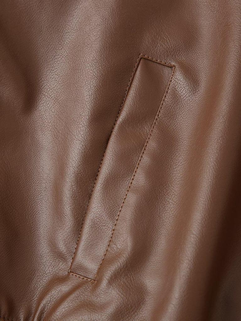 Dámská motorkářská bunda z umělé kůže - Podzimní/zimní krátký styl na zip