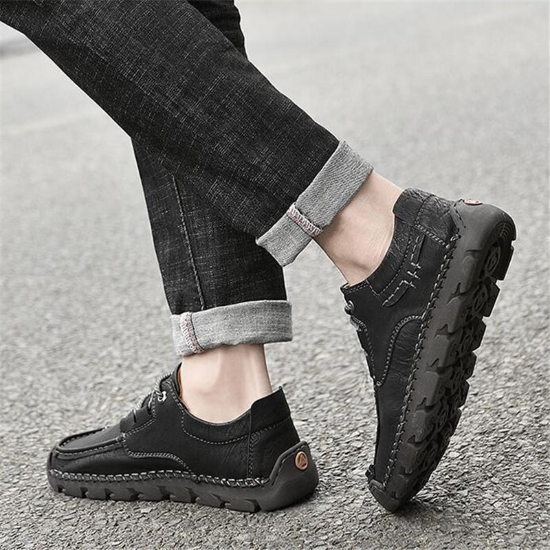 Fashion Men's Genuine Leather Casual Shoes Comfortable Breathable Business Shoe Sneakers Driving Shoes Men Loafers Moccasins Plus Size48