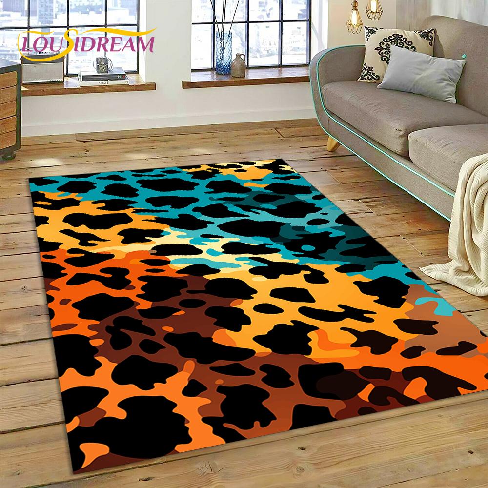 Colorful Zebra Stripe Leopard Tiger Print Pattern Rug Carpet for Living Room Bedroom Decor,Non-slip Decoration for Sofa Doormat