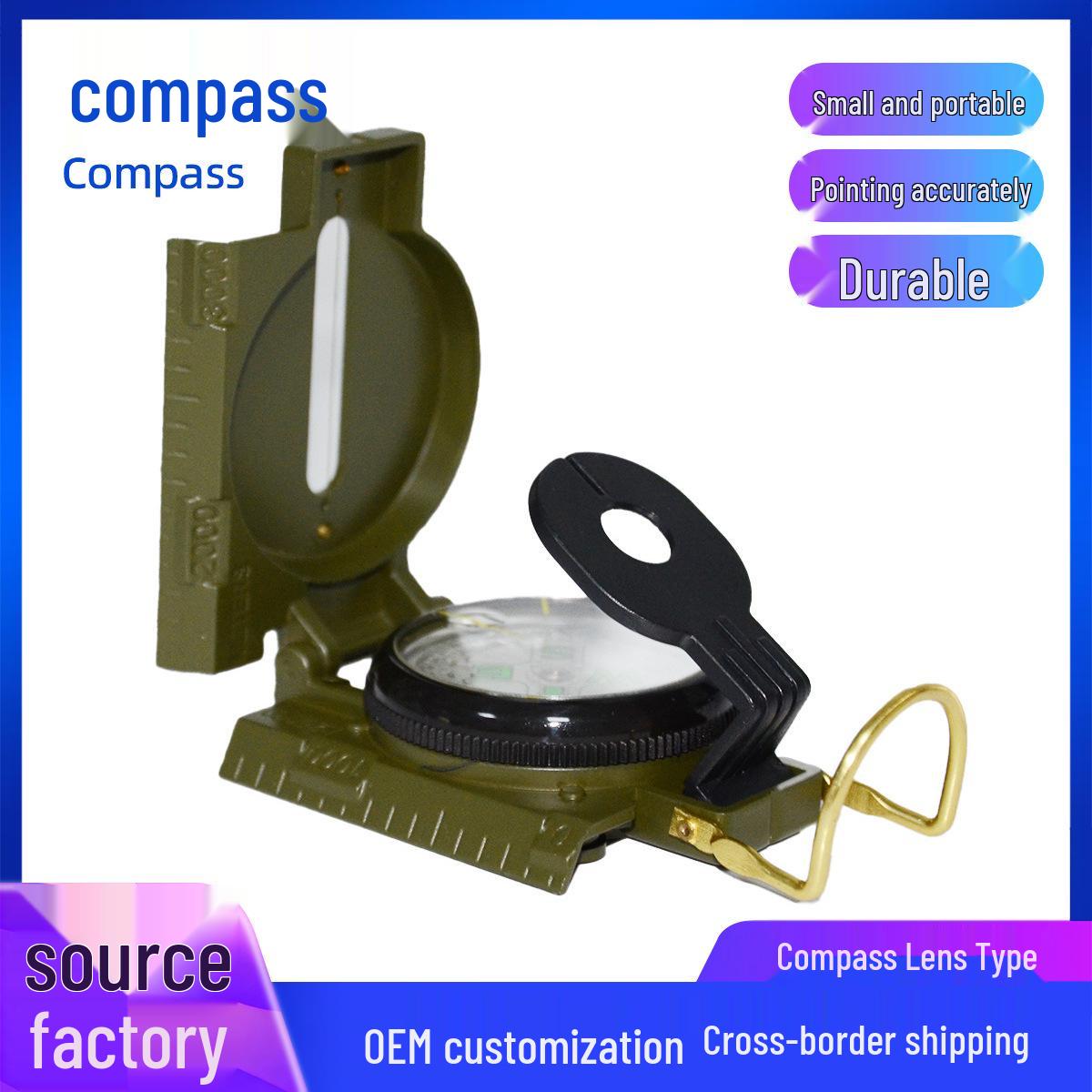 Durable Military Green Outdoor Metal Compass with Lens Compass