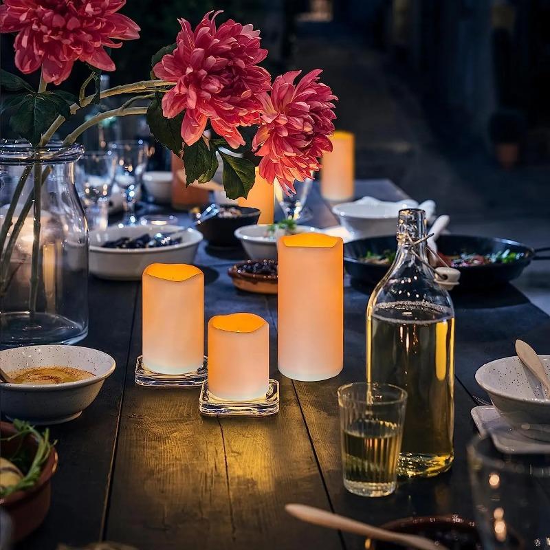 3Pcs/Set Simplicity Flickering LED Flameless Candle Light with Remote Control Intelligence for Patio, Garden & Holiday Displays