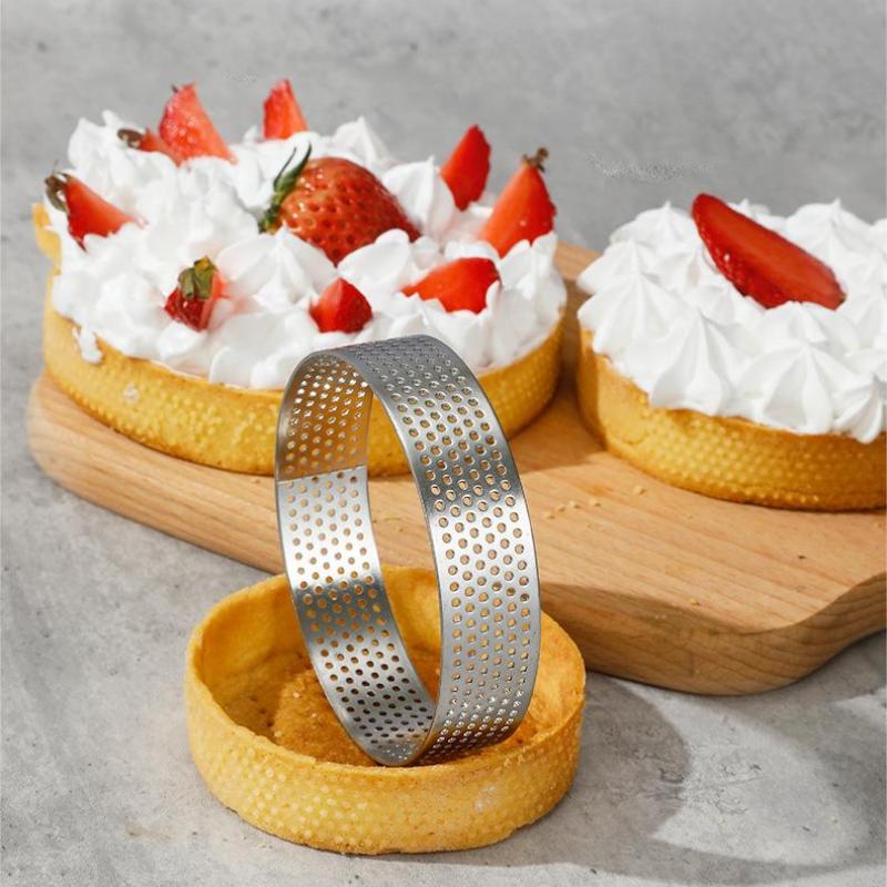 5/6/7/8/9/10 Cm Perforated Tart Rings With Hole Stainless Steel Tart Bottom Tower Fruit Pie Quiches Cake Ring Mousse Baking Mold