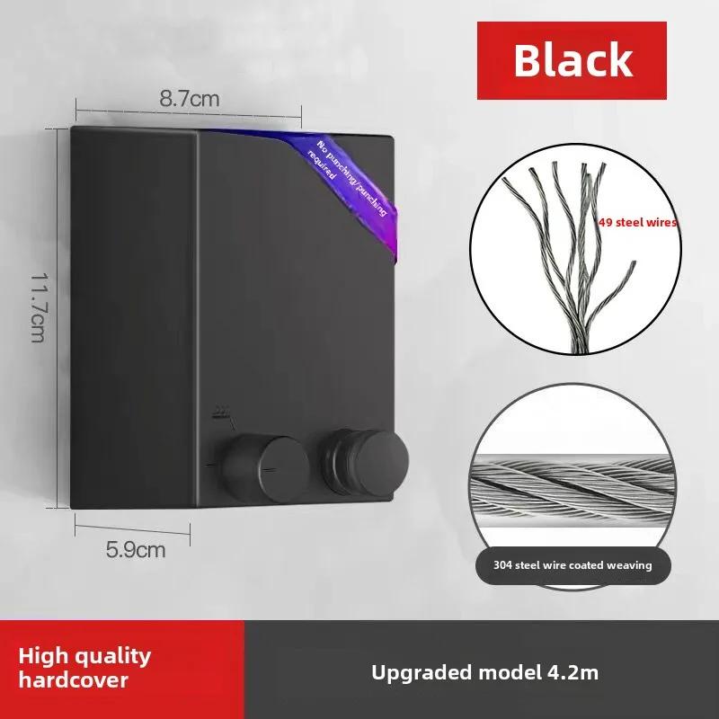 Invisible Clothesline Balcony Clothesline Wire Rope Indoor Non Perforated Indoor Retractable Clothesline Hotel