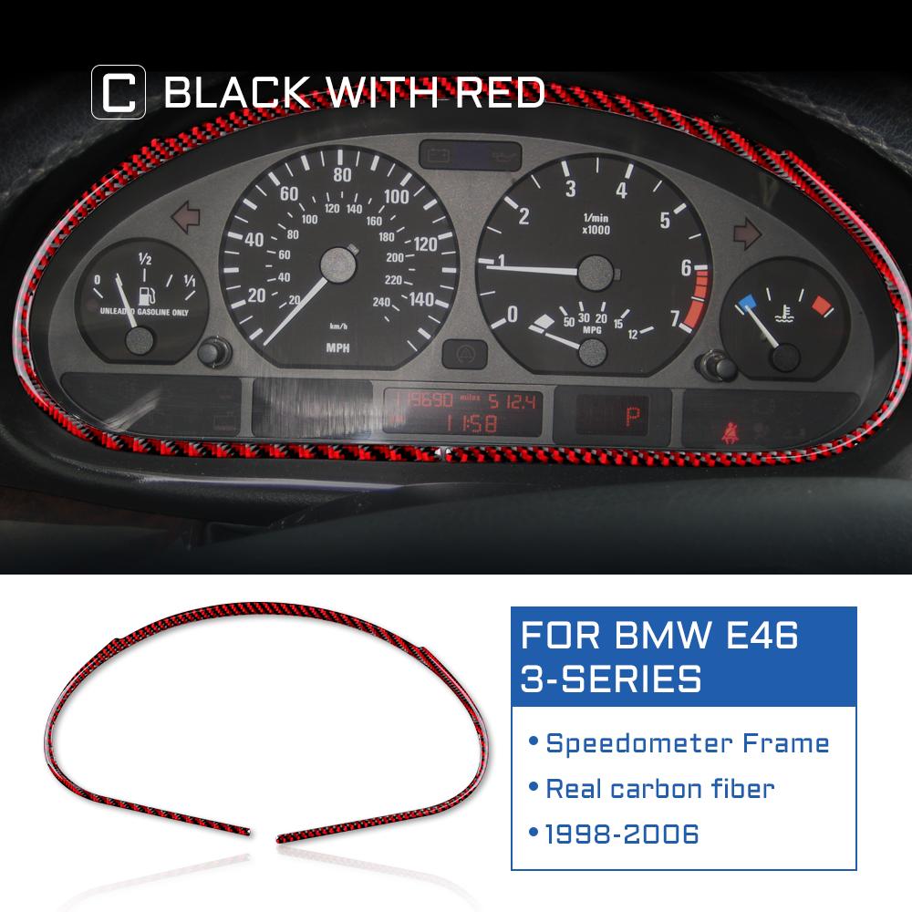 Carbon Fiber Speedometer Frame Sticker for BMW E46 3 Series 1998-2006 Interior Accessories black and red