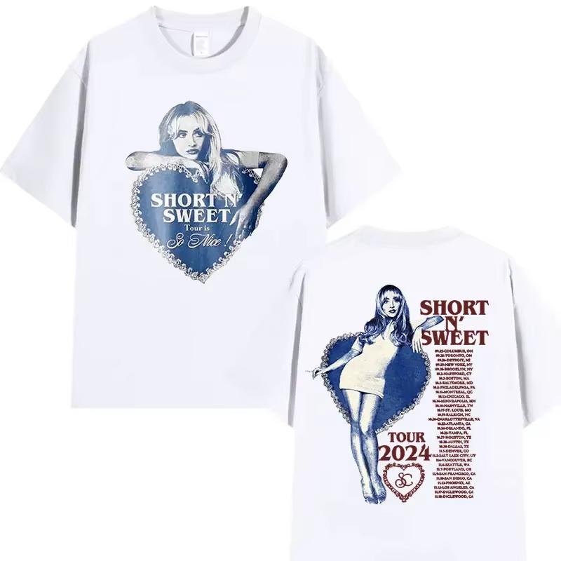 90s Sabrina Carpenter Music Tour Graphic T Shirts Man Women Retro High Quality Fashion T-shirt Cotton Oversized Tshirt