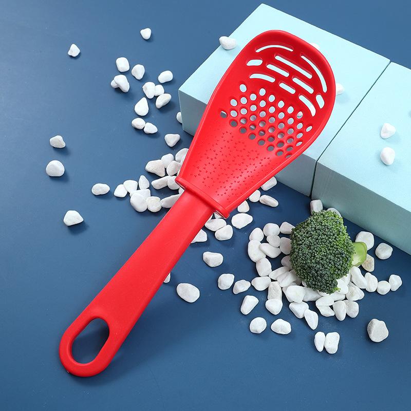 Kitchen Multifunctional Grinding Dishes Mashing Draining Leaking Grinding Ginger and Garlic Household Pressing Mashed Potatoes and Serving Rice Spoon