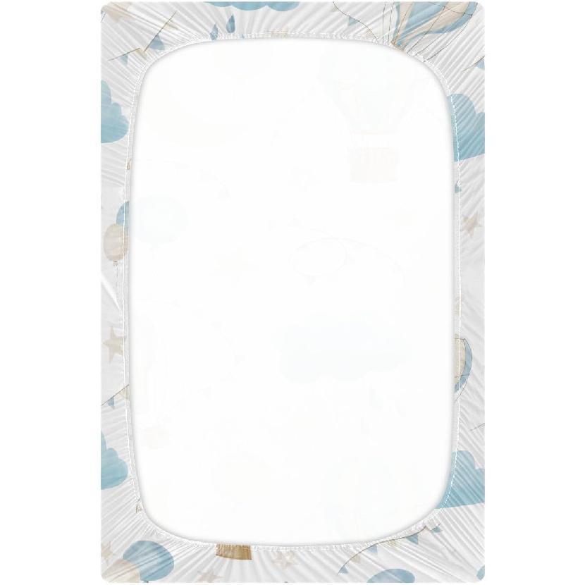 CEBUGI Stretchy Crib Sheet for Baby Boy Girl,Hot Air Balloon Portable Mini Fitted Pack N Play Playard Sheet for Neutral,Ultra Soft Material,Full