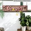 3.94 X 15.74 Inches Aluminum Decorative Sign - 2D Flat, 1pc Cowgirl Metal Sign - Retro Decoration with Floral Details, 4X16 Inch Rustic Farmhouse Bar
