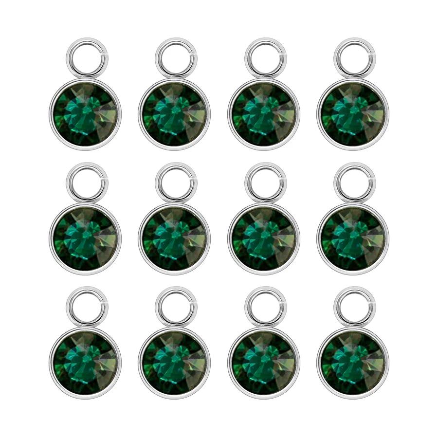 144Pcs/Lot Birthstone Necklace Pendant Jewelry Making Rhinestone Stainless Steel Charms For Women Earrings DIY Accessories Gift