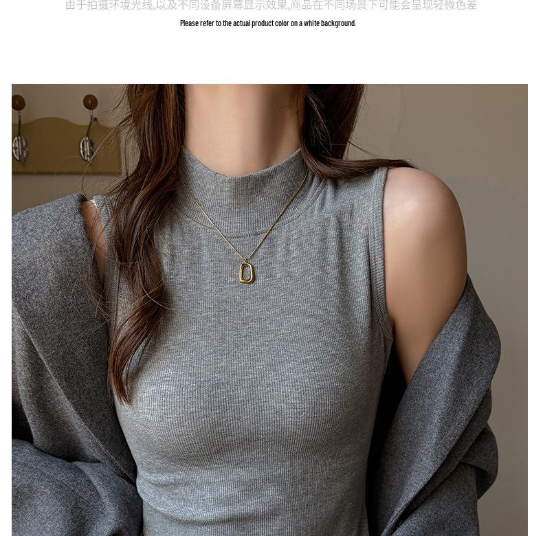 Damen formendes Tencel Tanktop mit halbem Stehkragen - Gebürstete gerade Schulter Basis-Top für Herbst/Winter