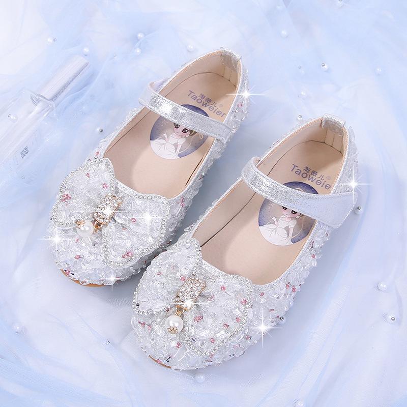 Mädchen Kristallschuhe Kinder Kleiderschuhe Kinder Ballerinas Schuhe für Hochzeitsfeier Strass Mode Prinzessin mit Schleife Glitzernd