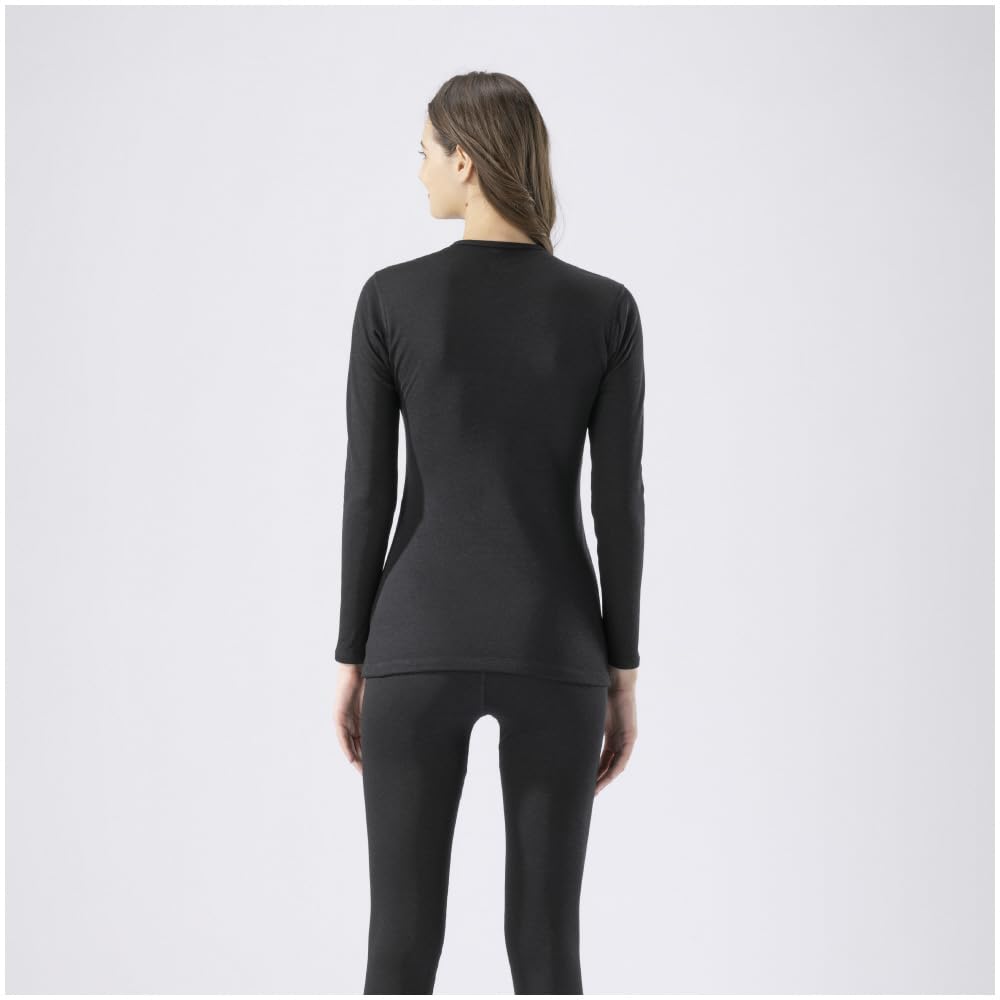Mizuno Breath Thermo Thick for Crew Neck Long Sleeve Size LL Underwear, Heat-Generating Material, Active, Women's Shirt, Black,