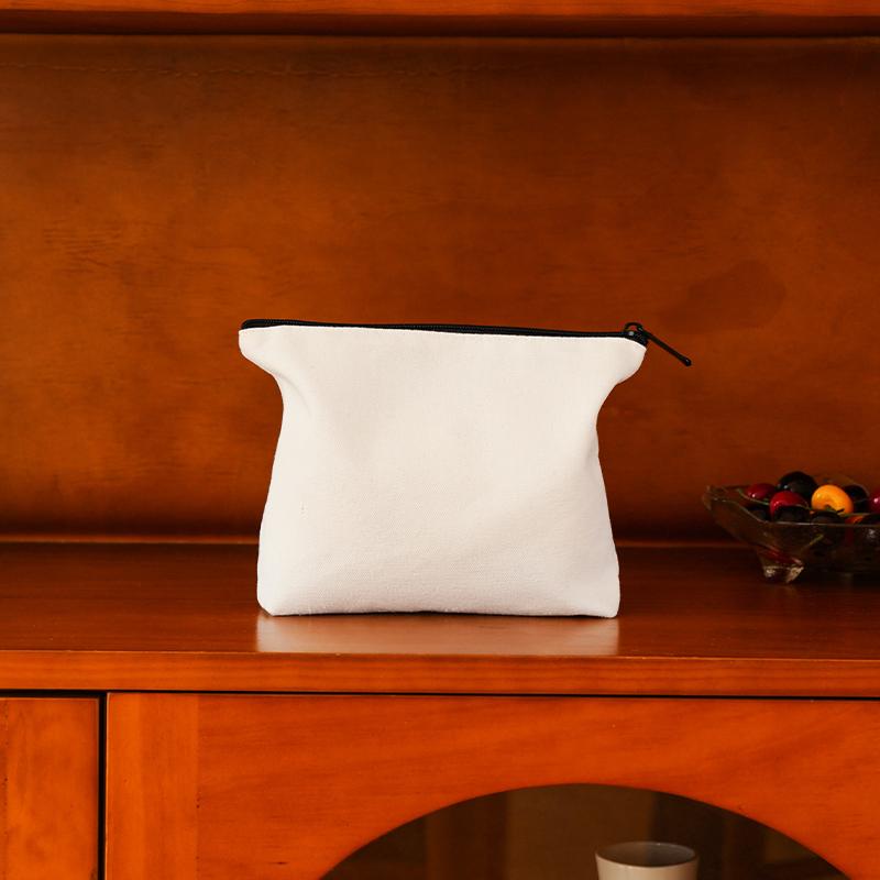 Czysto Biała Kosmetyczka dla Kobiet Przenośna Torba do Przechowywania Kosmetyków i Szminek Zapinana na Zamek Jednowarstwowa Płócienna Torba Kosmetyczka do Dojazdów