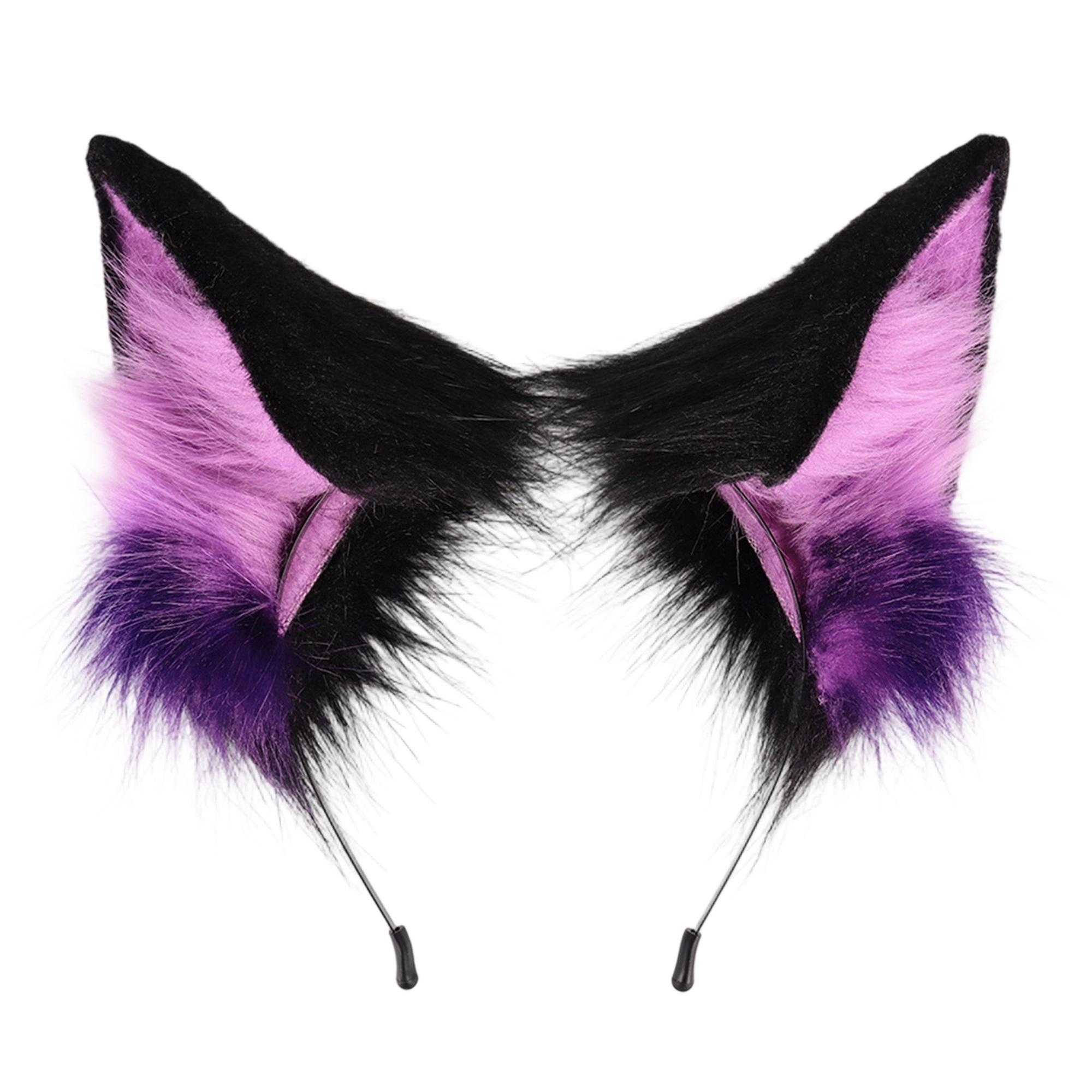 Schwarzes Katzenohr- und Schwanz-Set Cosplay Kostümzubehör für Erwachsene Halloween Party Verkleidungs-Set mit Stirnband black