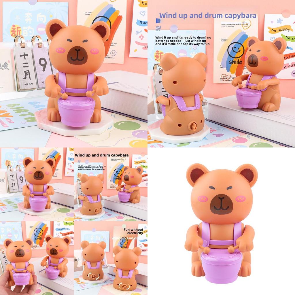 Capybara Spielzeugtrommel mit Federmechanismus für frühkindliches Lernen und sensorische Entwicklung