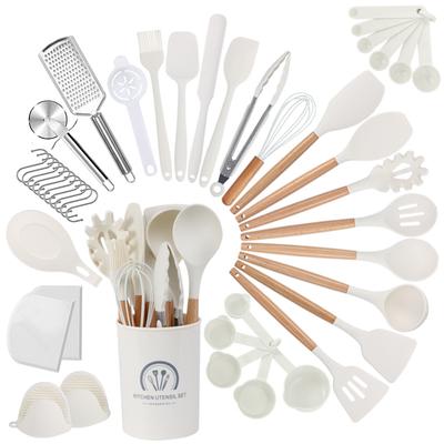 44Pcs/Set White Silicone Cooking Utensils Set Non-Stick Spatula Shovel Soup Spoon Cooking Tools Set BPA Free Kitchen Accessories