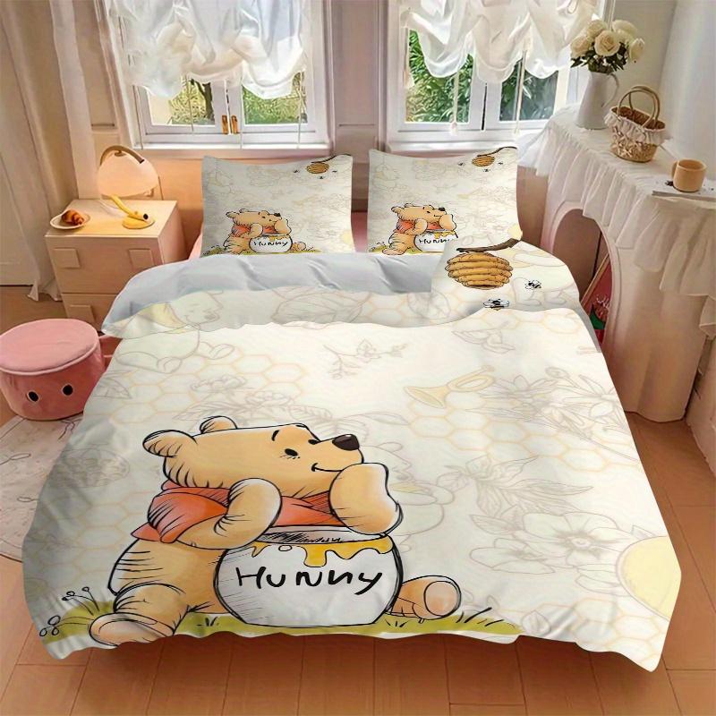 3pcs Winnie the Pooh Hunny Jar Quilt Cover Set - Soft and Cozy Bedroom, Guest Room and Dorm Decorative Bedding 3-Piece Set 1 Quilt Cover + 2 Pill
