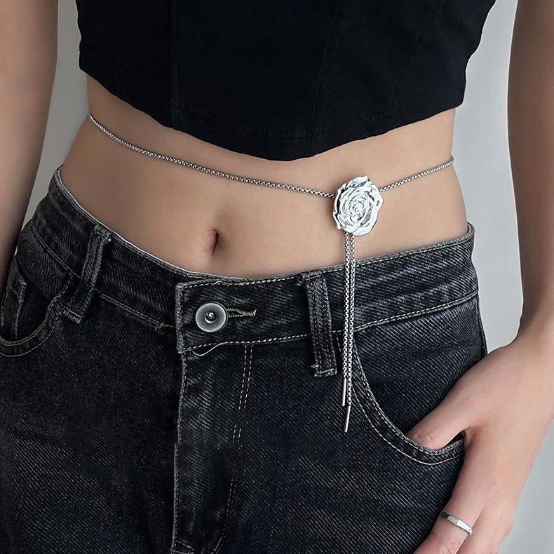 ins cold wind pull adjustable rose necklace female summer personality simple collarbone chain temperament sweet cool necklace