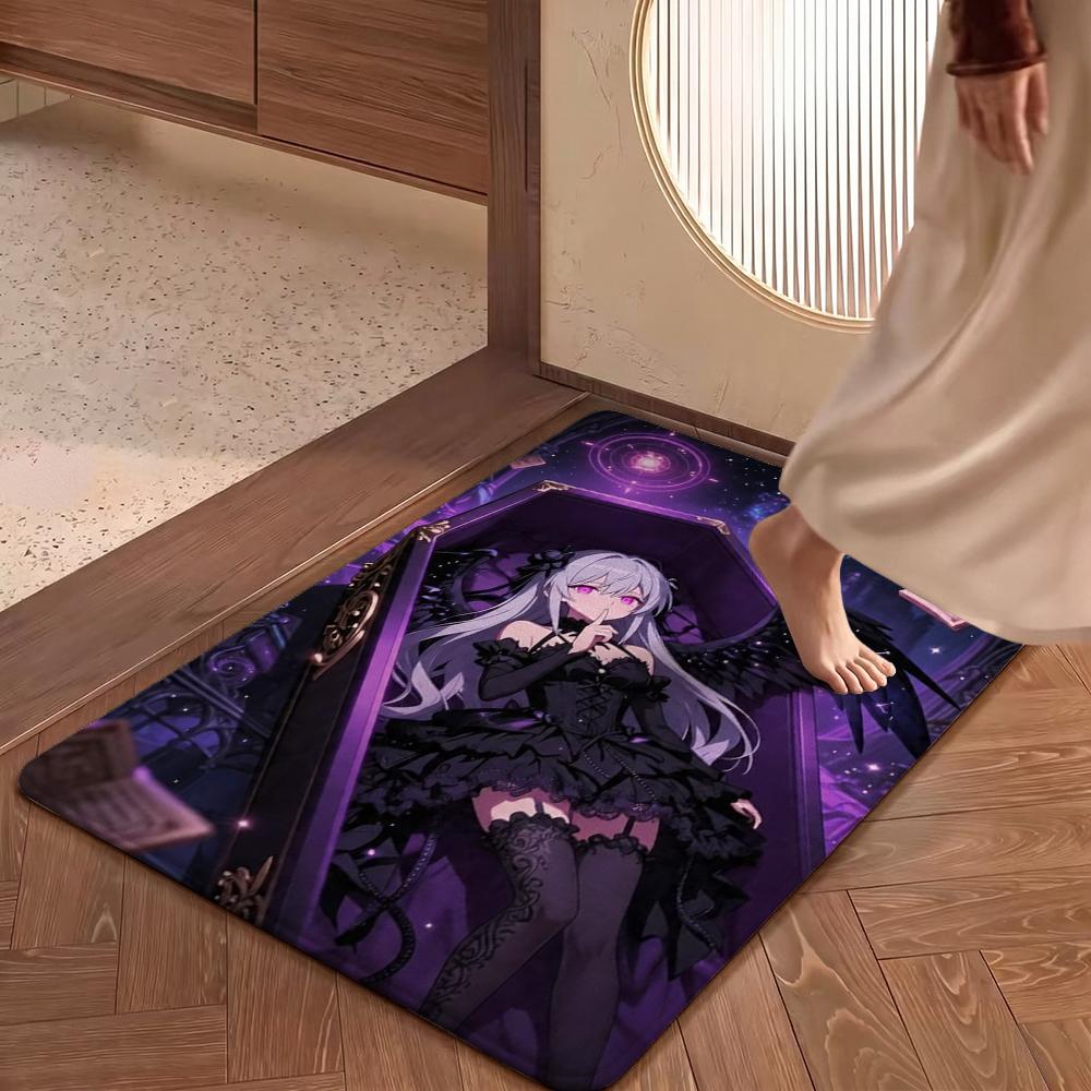 Twin Catgirls Black Lingerie Printed Rug Thick Nonslip Carpet For Gaming Room Study Living Room Home Party Decor Christmas Gift