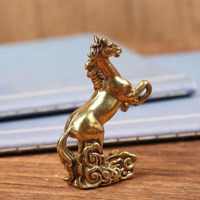 Chinese Style Copper Horse Sculpture Realistic Traditional Zodiac Horse Figurines Mini Unique Retro Pony Statue Feng Shui Decor