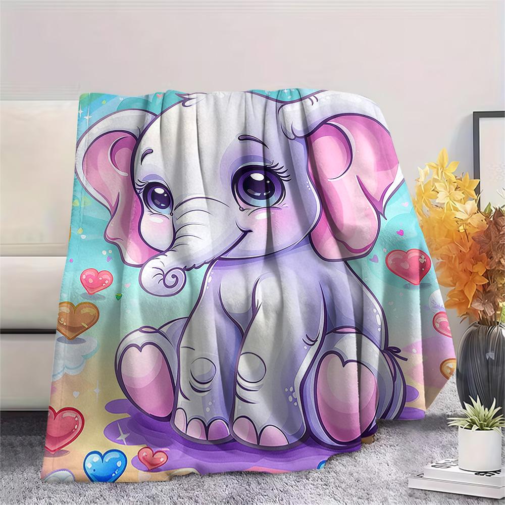 Elephant Print Flannel Blanket, High quality Comfortable for All Seasons, Home Decor, Warmth and Comfort, Perfect for Christmas Gifts
