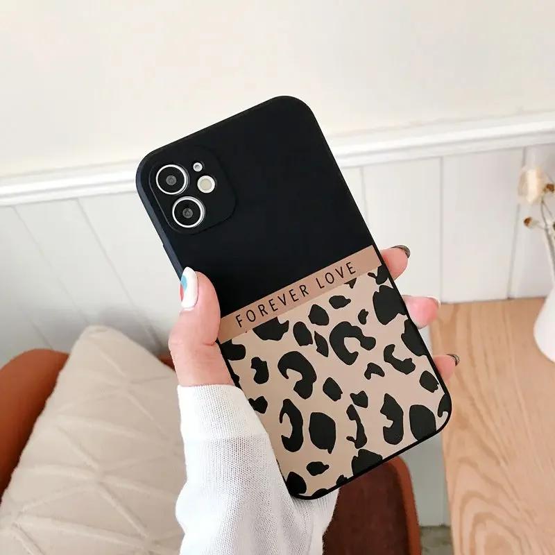 New Leopard Phone Case For iPhone 16 15 14 12 11 13 Pro Max Mini 7 8 Plus X XS XR SE Luxury Shockproof Black Soft Cover Fundas