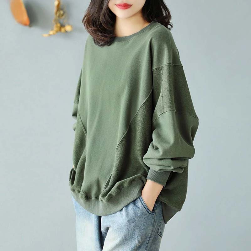 Sweatshirt for Women Autumn Winter Thickened Warm Stretchy Long Sleeve Oversize Tops