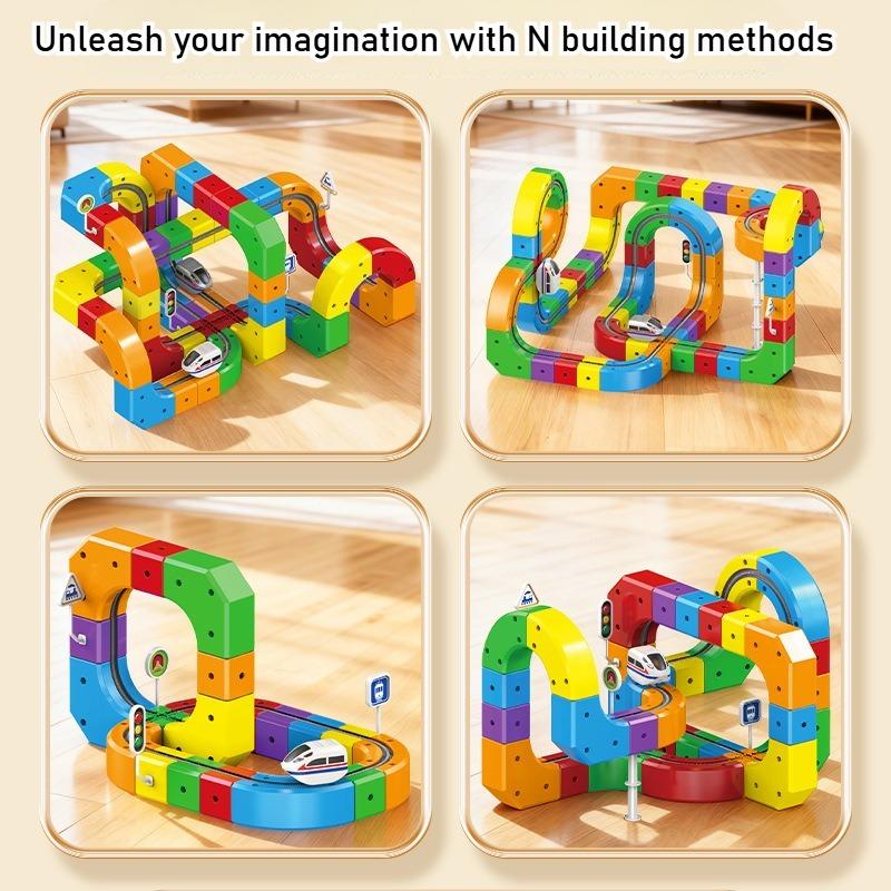 Children Magic Track Train Fun Electric Assembled Building Blocks Magnetic Rail Car Diy Educational Toy For Kid Christmas Gifts