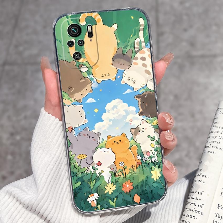 Cute Kitten Phone Case For Redmi Note 10 9 8 7 6 5A Pro 9T 8T 7S 10Lite Soft Casing Screen Protector Top Quality Dustproof Shell For Redmi Clear Cover