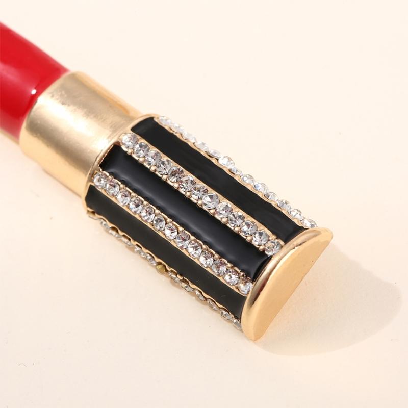 Lipstick Lapel Pin Brooch Sparkling Rhinestones Lipstick Brooch Jewelry Accessory Gift for Women Wife Girfriend Sister