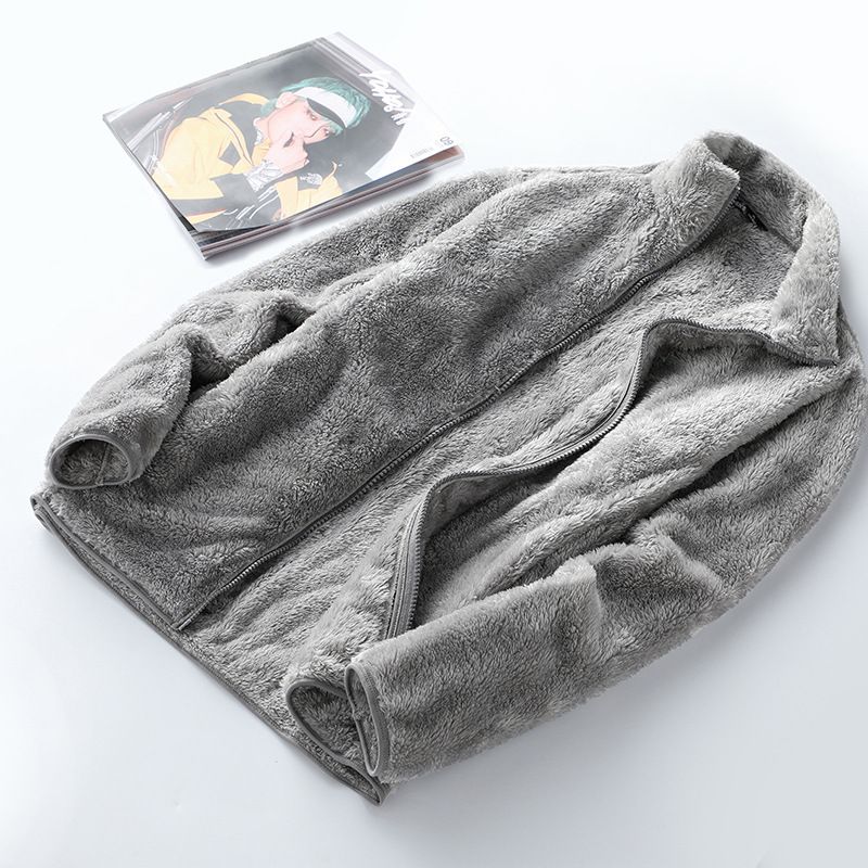 Loose and Velvet Zipper Turtleneck Coat Loose Fleece Zipper Turtleneck Coat