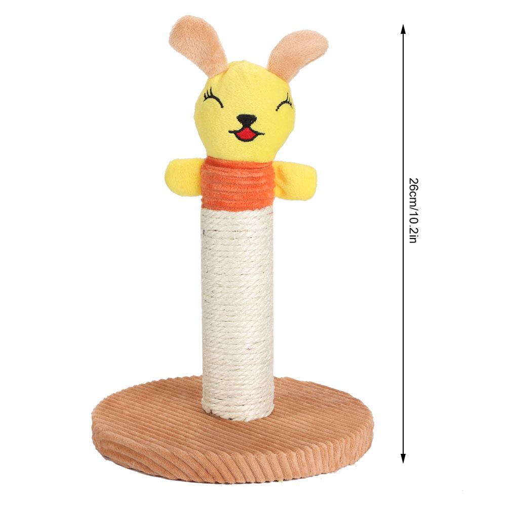Removable Natural Sisal Pet Cartoon Animal Scratch Climbing Cat Toy Tree Frame(Yellow Rabbit)