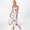 Damen Long Beach Casual Elegant Spaghettiträger Maxikleid Floral Low-Key Fließendes Bohemian Kleid