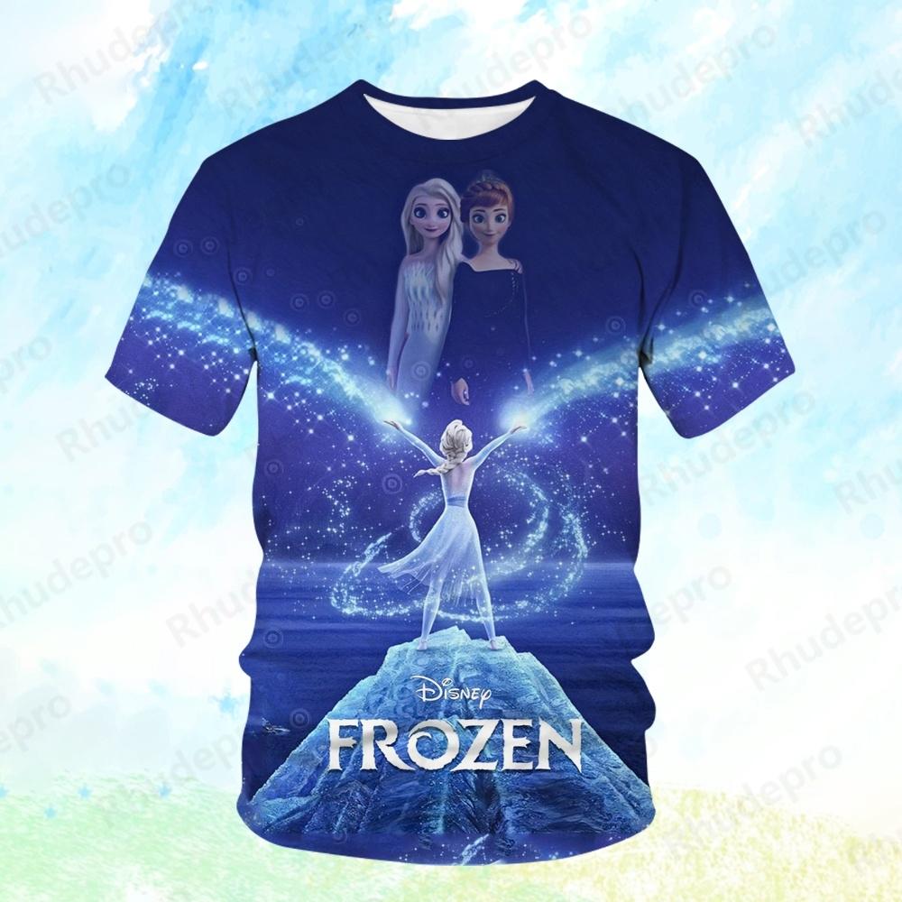 Men's Crew Neck 3D Printed T-Shirt Disney Frozen Princess Elsa Cartoon Movie Women Children Streetwear Fashion T-Shirt Top
