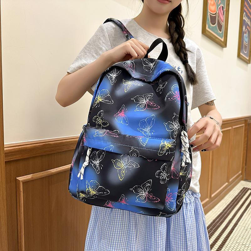 Butterfly Print Backpack Lightweight Backpack Large Capacity Campus Student Schoolbag