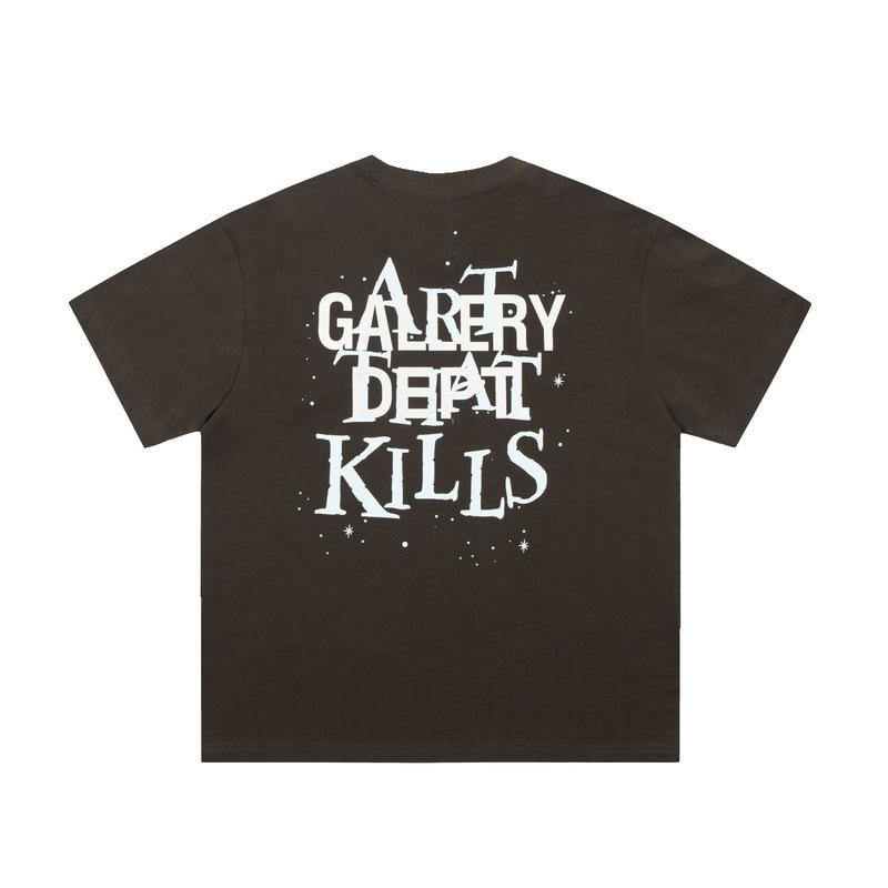 Summer European and American trendy brand GALLERY DEPT eyeball distressed washed vintage printed unisex short-sleeve T-shirt