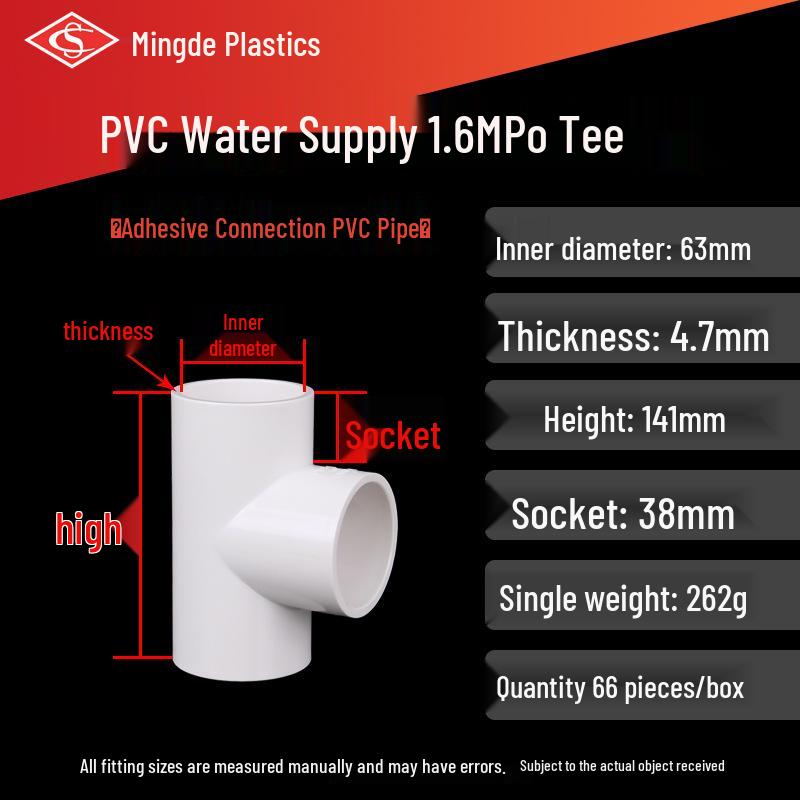 PVC Water Pipe Equal Tee Fittings 20mm, 25mm, 32mm Plastic Connectors
