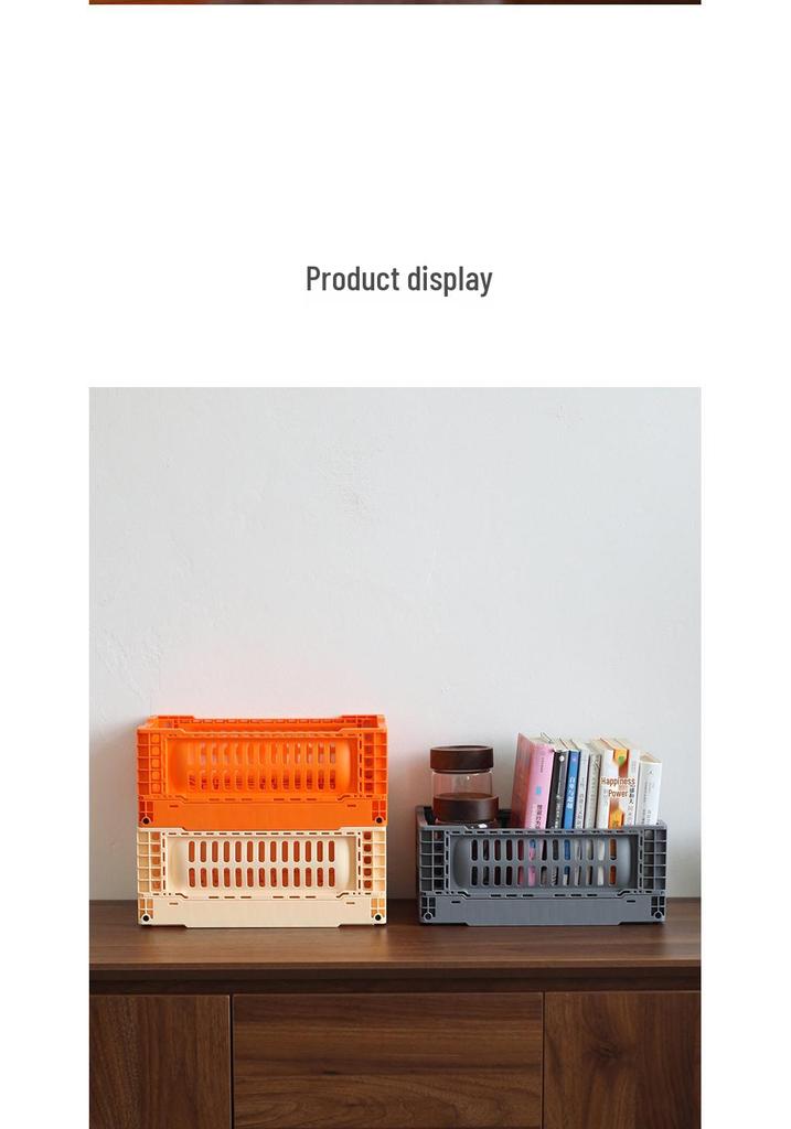 Foldable Industrial Style Plastic Storage Basket for Camping, Bathroom, Kitchen, and Sundries