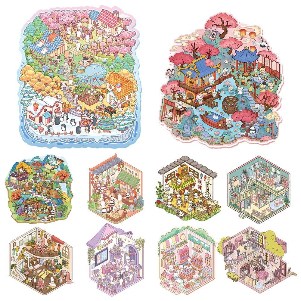 Multi Style Miniature Scene 3D Stickers DIY Visual Stacking Sticker Hand Account Stickers