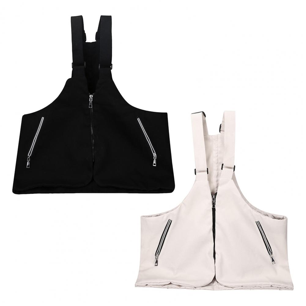 Men Waistcoat Bag Adjustable Shoulder Straps Zipper Pockets Cargo Tops Canvas Bag Vest-Style Backpack with Large Capacity