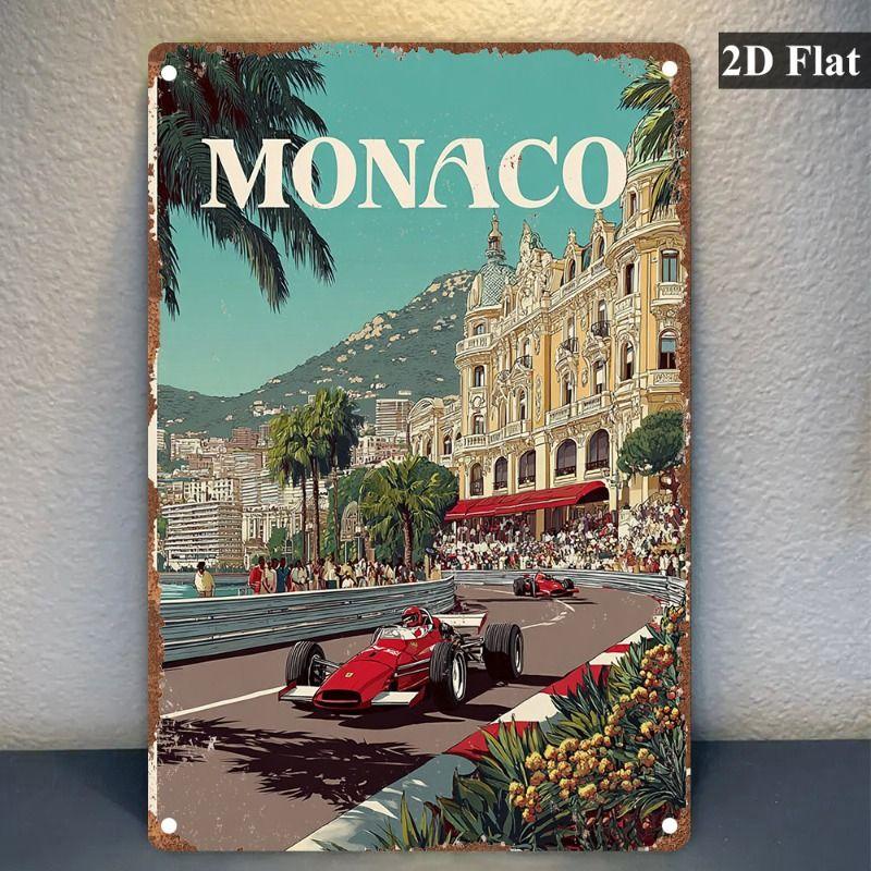 Racing Car Retro Style Metal Decorative Painting for Garage Room Decor