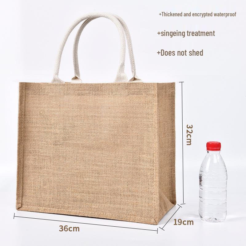 Custom DIY Hand-Painted Jute Burlap Tote Bag by MUJI