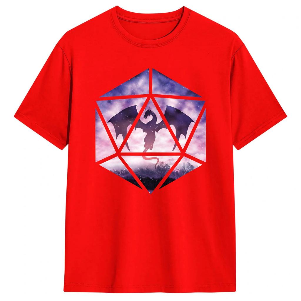 Unisex Purple Sky Dragon D20 Tshirts 100 Cotton Tops Summer Y2k Casual Shortsleeve T Shirt O Neck Harajuku Casual Tshirt