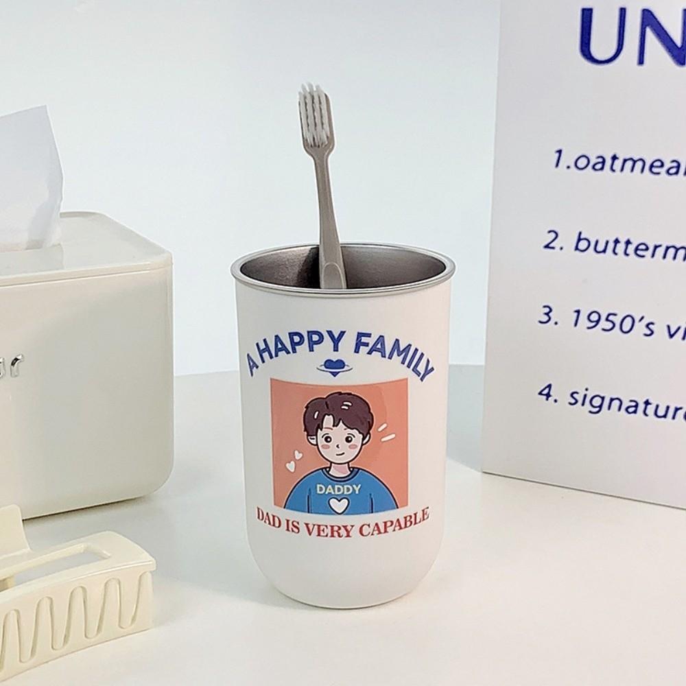 

New Stainless Steel Toothbrush Cup Cartoon Pattern Drinking Mouthwash Cup Toothbrush Holder for Family
