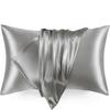 Set of 2 Wrinkle-Resistant Satin Pillowcases, Polyester Silk Feel with Envelope Closure, 50x70 Cm, Grey