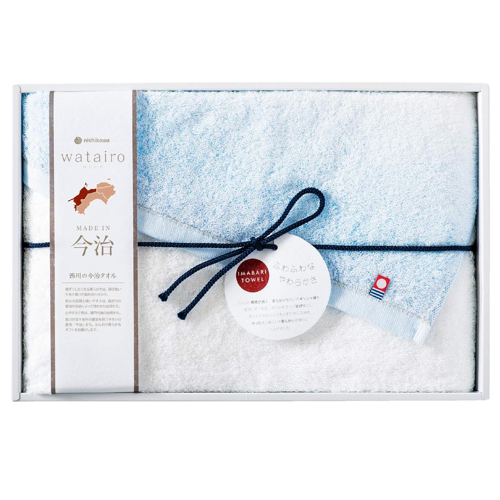 Nishikawa Imabari Towel Bath 1 Made In Gift Package Blue TBF3998111B [Nishikawa] Gift, Towel, Piece, Cotton, 100% Cotton, Fluffy, Japan, Included,