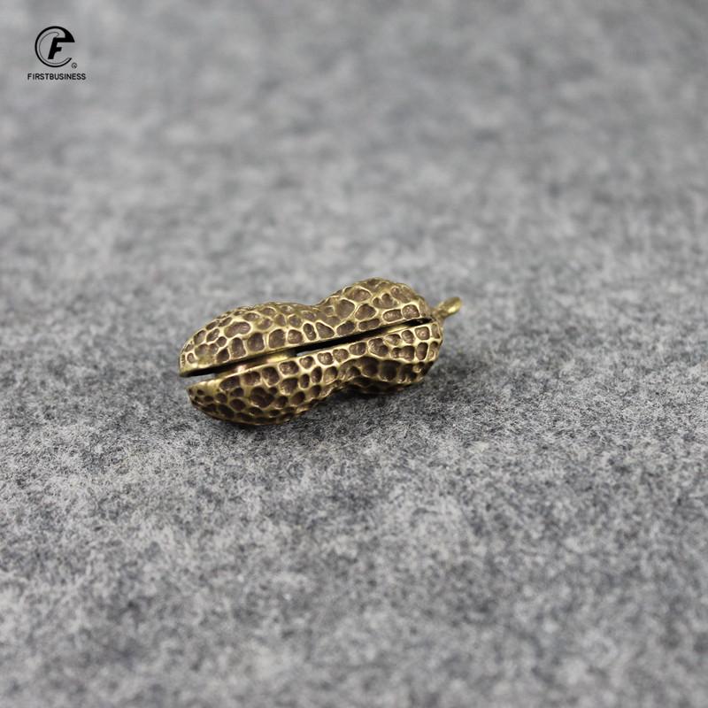 Solid Brass Peanut bell Ornaments Copper Figurines Feng Shui Desk Decoration Home Decor Accessories Keychain Pendant gifts